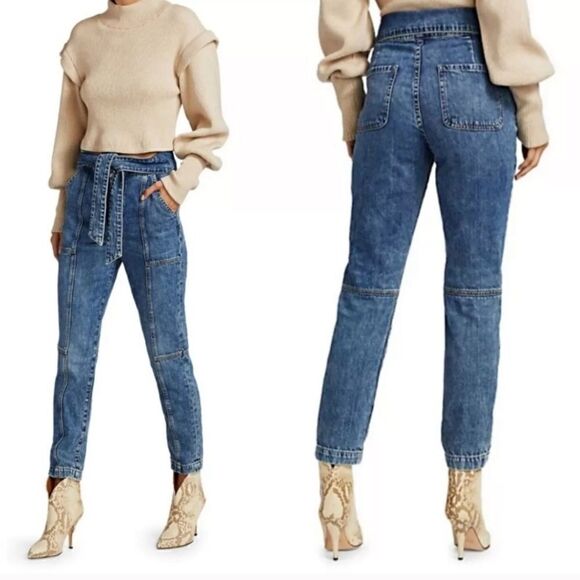 Jonathan Simkhai Blue Mullholland Jeans Crop High Rise Straight Leg Size 25 - Picture 4 of 10